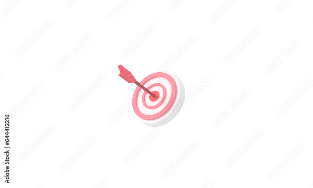 Arrow hit the center of target on pink pastel background. Business finance target concept.3d success of the arrow bow to the target. Marketing time concept. 3d rendering illustration. Minimal png