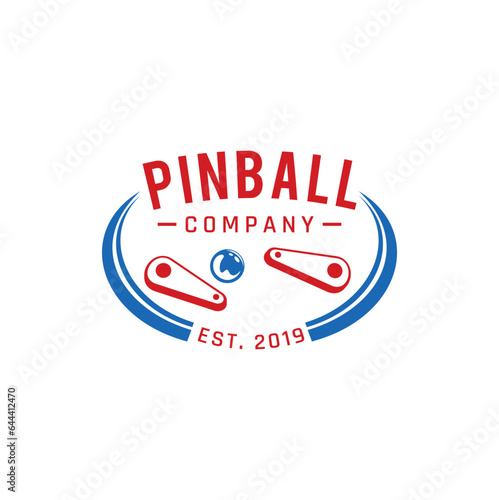 Pinball Vintage Retro Vector Badge Emblem Logo  for Banner, Poster, Flyer, Website, Social Media