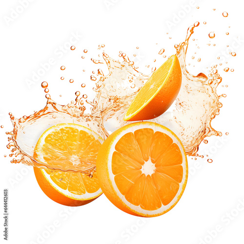 Orange juice splash isolated transparent  Generative AI