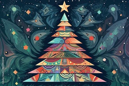 decorated colorful abstract christmas tree illustration
