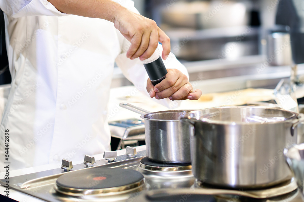 Chef preparing food, meal,  chef cooking in the kitchen, Chef decorating dish,  chef at work