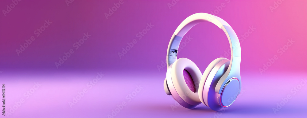 Obraz premium Stylish 3D Icon of Generic Wireless Headphones on Pink Background with Copy Space