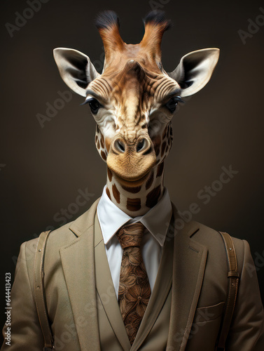 Giraffe in suite portrait funny generatieve ai