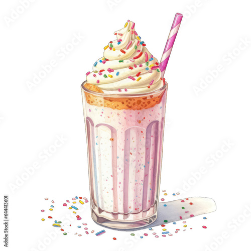 Colorful Milkshake Splash in Watercolor, Tasty Artistry, Vibrant Beverage Painting, Generative AI Enchantment