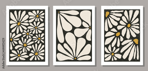 Set of contemporary collage botanical minimalist wall art poster