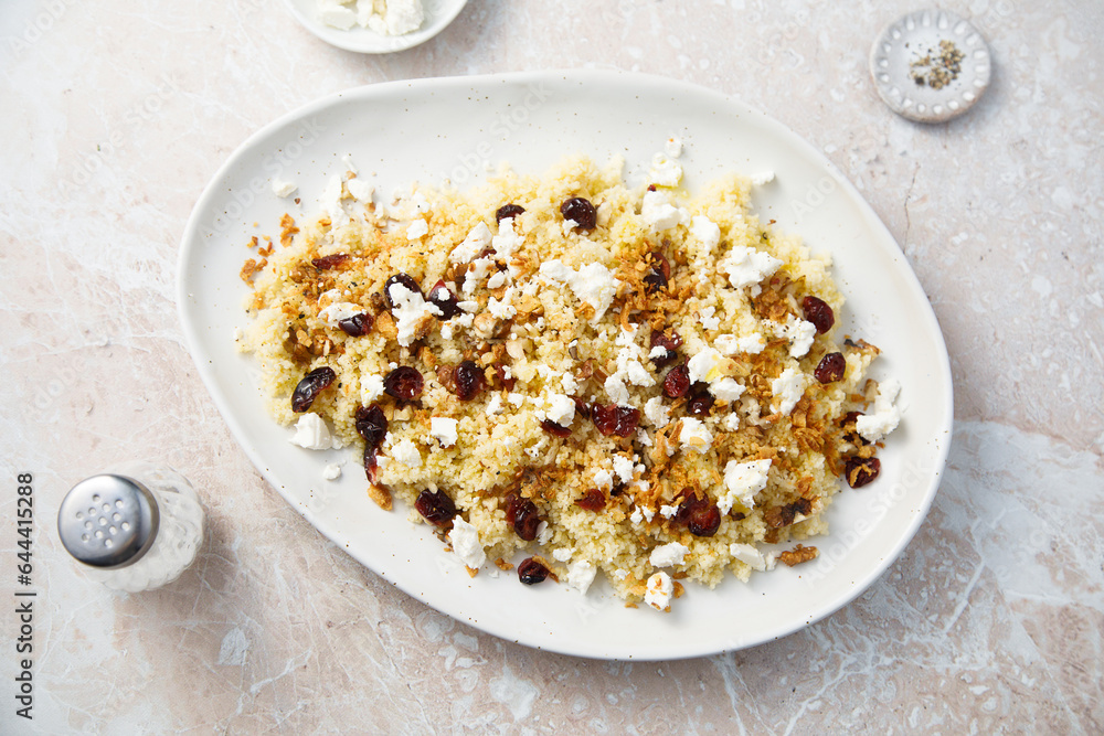 Couscous with cranberry and Feta cheese Couscous with cranberry and Feta cheese