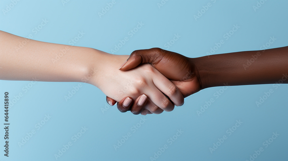 two women shaking hands close-up. Generative Ai two women shaking hands close-up. Generative Ai