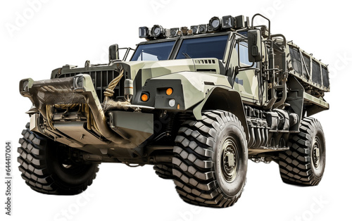 Army Vehicle Isolated on Transparent PNG Background, rendering. Generative AI