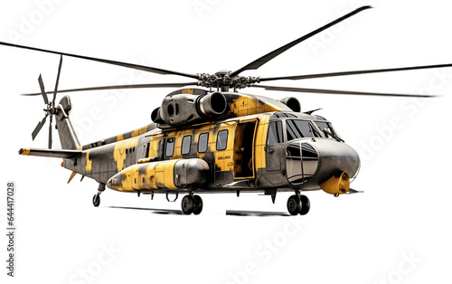 Army Helicopter Isolated on Transparent PNG Background, rendering. Generative AI