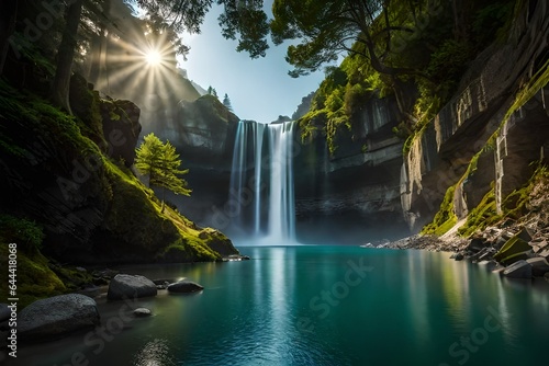 waterfall in the forest generated by AI technology