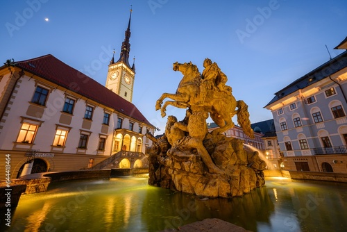 Caesar Fountain and Town Hall Clock Tower, Olomouc