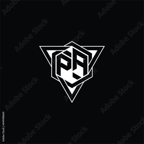 PA Letter Logo monogram hexagon shape with triangle geometric outline sharp modern design