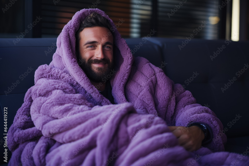 Man in cozy plaid made from lavender Man in cozy plaid made from lavender
