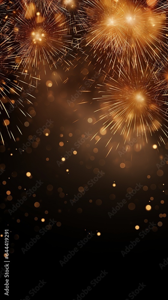 Happy New Year, Fireworks background. AI Generated.
