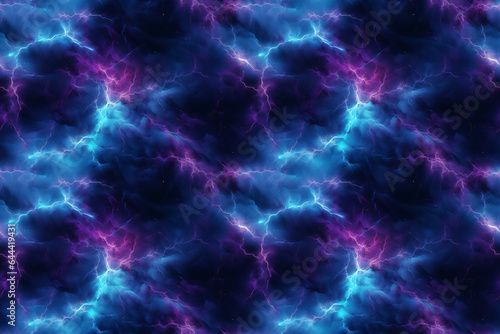 Vibrant Blue and Purple Lightning Bolts. Seamless Repeatable Background.