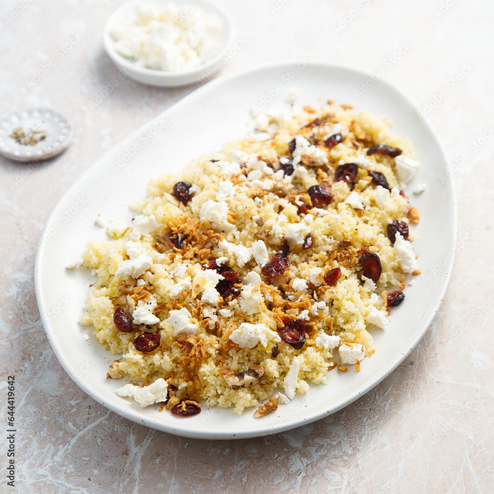 Couscous with cranberry and Feta cheese Couscous with cranberry and Feta cheese