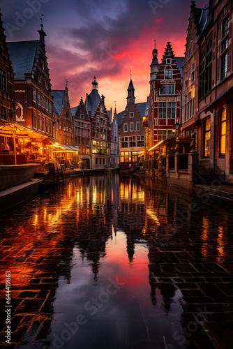 Stunning winter skyline captures the enchanting blend of historical architecture and picturesque water reflection in European cities 