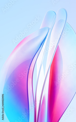 Abstract gradient glass background, 3d rendering.