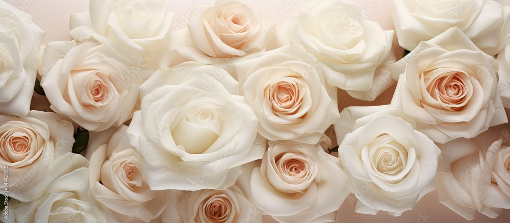 White flowers contrast with natures backdrop isolated pastel background Copy space White flowers contrast with natures backdrop isolated pastel background Copy space