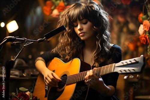 Talented Female Musician Performing Live on Stage: Singer/Songwriter Excellence