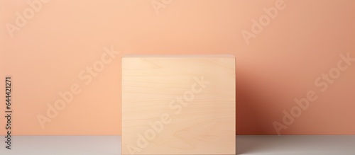 Wooden box isolated on a isolated pastel background Copy space