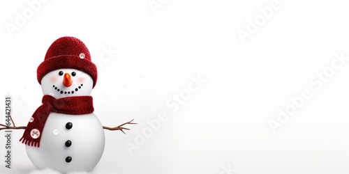 Snowman on snowy product display. AI Generated. © Marcela Ruty Romero