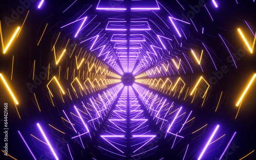 Abstract neon tunnel, 3d rendering. © 婷婷 季