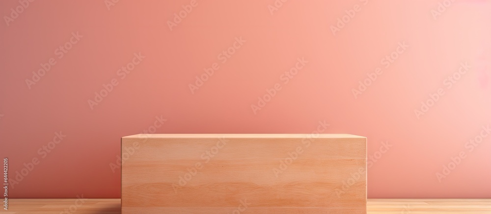 Wooden box on isolated pastel background Copy space Wooden box on isolated pastel background Copy space