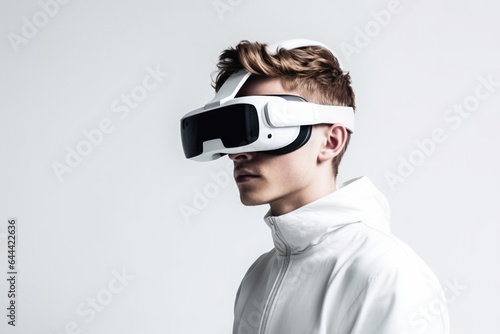 Man in virtual glasses on a plain background