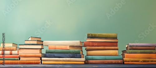 Old books for learning stacked in the library with a isolated pastel background Copy space