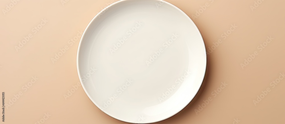 White dish against isolated pastel background Copy space White dish against isolated pastel background Copy space