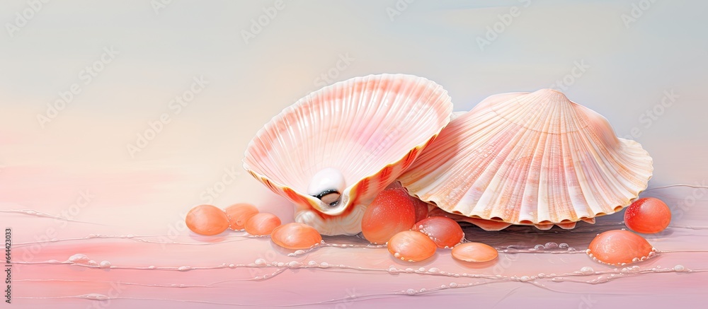 Sushi with scallop by Felix called Gunkan isolated pastel background Copy space Sushi with scallop by Felix called Gunkan isolated pastel background Copy space