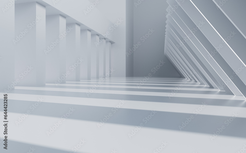 Obraz premium Abstract outdoor geometric building, 3d rendering.