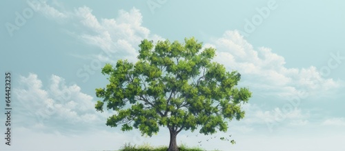 Lone tree on isolated pastel background Copy space