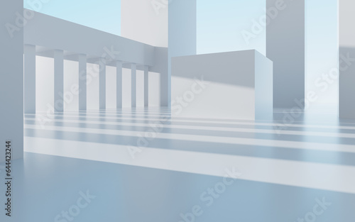 Abstract outdoor geometric building, 3d rendering.