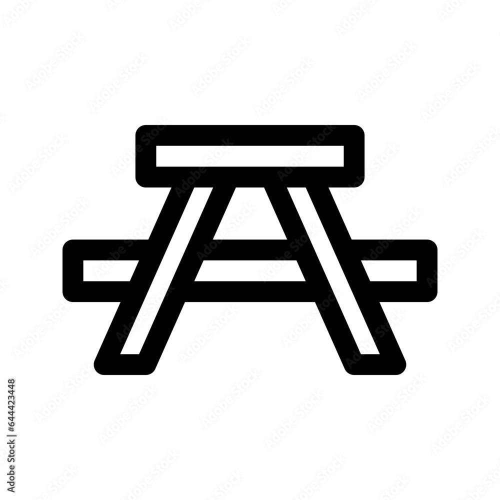 Picnic table line icon. Vector graphics