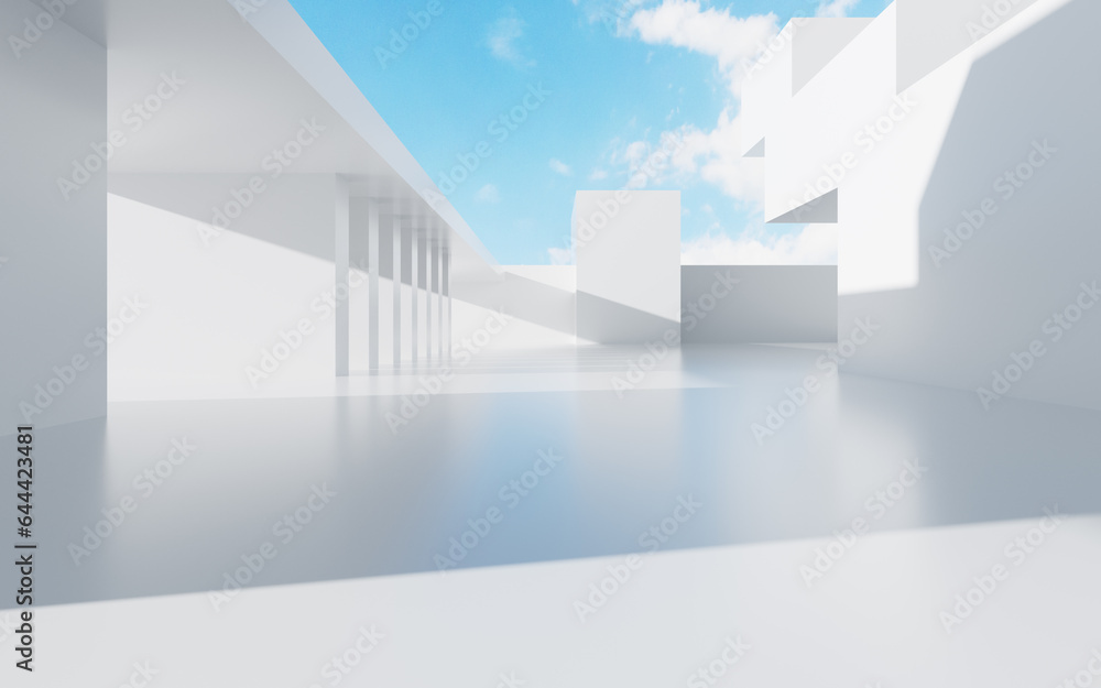 Abstract outdoor geometric building, 3d rendering. Abstract outdoor geometric building, 3d rendering.