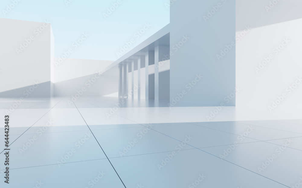 Fototapeta premium Abstract outdoor geometric building, 3d rendering.