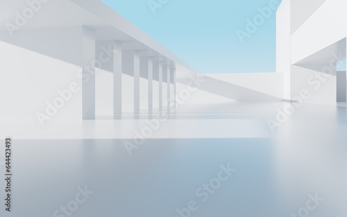 Abstract outdoor geometric building  3d rendering.