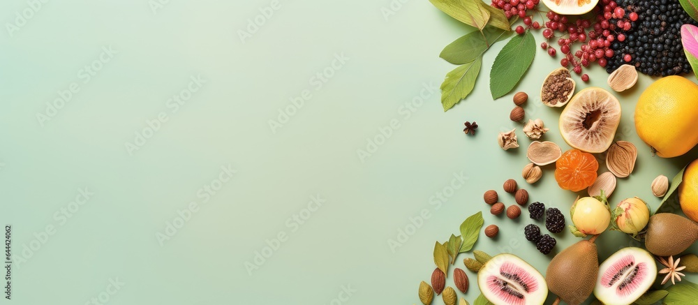 Sterculia foetida products on a isolated pastel background Copy space