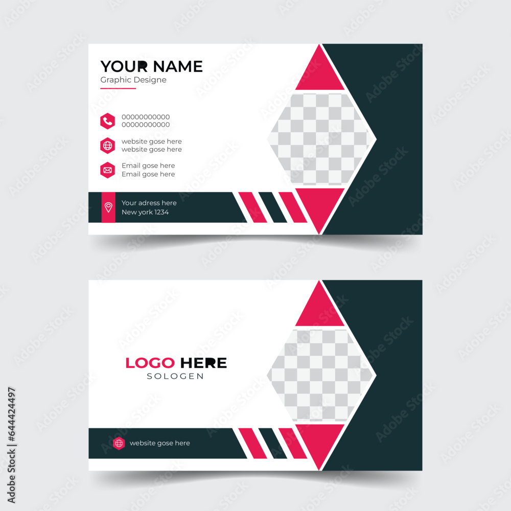 Business card.Modern presentation card with company logo,Red modern creative business card,Vector illustration design.,