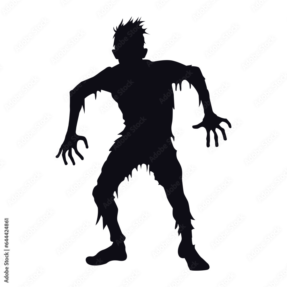Zombie silhouette. Walking dead silhouette. Halloween flat vector Illustration for decorations Zombie silhouette. Walking dead silhouette. Halloween flat vector Illustration for decorations