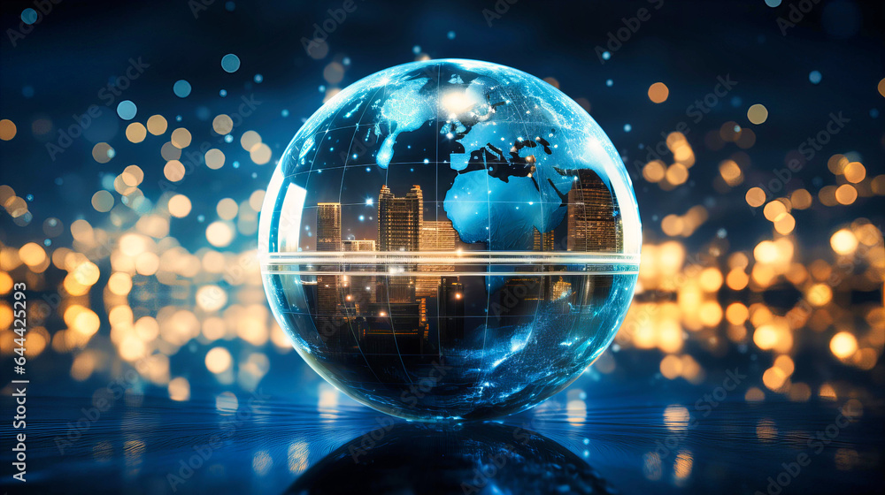 Spherical hologram showcasing global data Spherical hologram showcasing global data