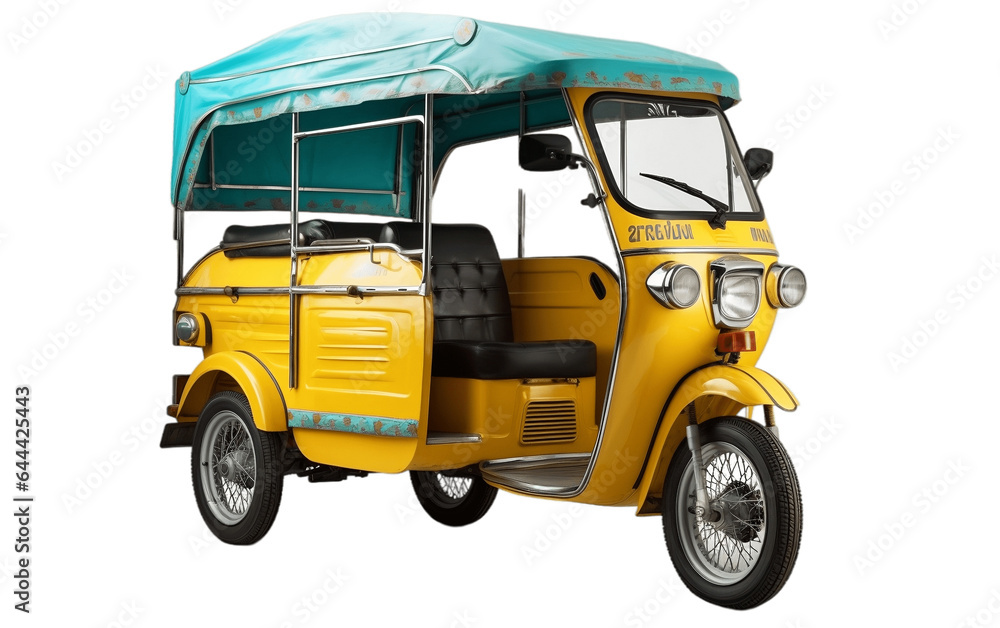 Auto Indian Rickshaw Isolated on Transparent PNG Background, rendering. Generative AI