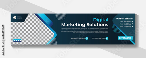 Grow your business linkedin banner design with geometric shapes. Banner, header, cover design