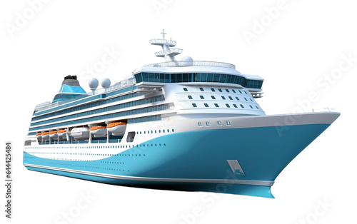 Cruise Ship Isolated on Transparent PNG Background  rendering. Generative AI
