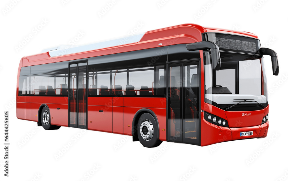 Metro Bus Isolated on Transparent PNG Background, rendering. Generative AI