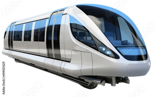 Monorail Isolated on Transparent PNG Background, rendering. Generative AI