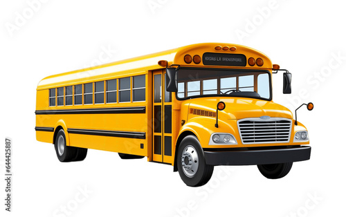 Yellow School Bus Isolated on Transparent PNG Background, rendering. Generative AI