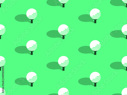 Seamless pattern with golf balls on a stand with a shadow on a green background. Wallpaper golf club. Design of typography, banners and posters, advertising products. Vector illustration